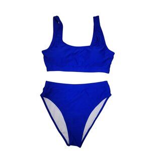 Womens High-Waisted Bikini Set Royal Blue Swimsuit Size Large